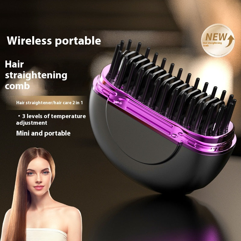 Mini Portable Usb Charging Curling/Straightening Brush - This mini portable brush is perfect for women on the go. With its cordless design and USB charging capabilities, it's perfect for using at the gym, work, or even a girls' night out.