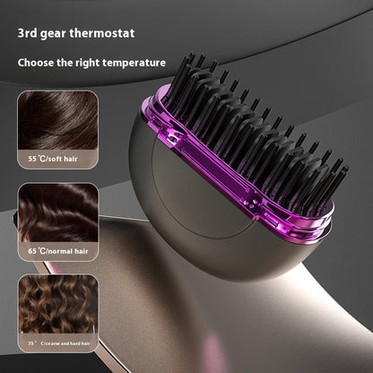 Mini Portable Usb Charging Curling/Straightening Brush - This mini portable brush is perfect for women on the go. With its cordless design and USB charging capabilities, it's perfect for using at the gym, work, or even a girls' night out.