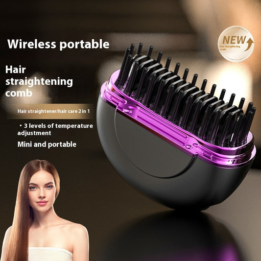 Mini Portable Usb Charging Curling/Straightening Brush - This mini portable brush is perfect for women on the go. With its cordless design and USB charging capabilities, it's perfect for using at the gym, work, or even a girls' night out.